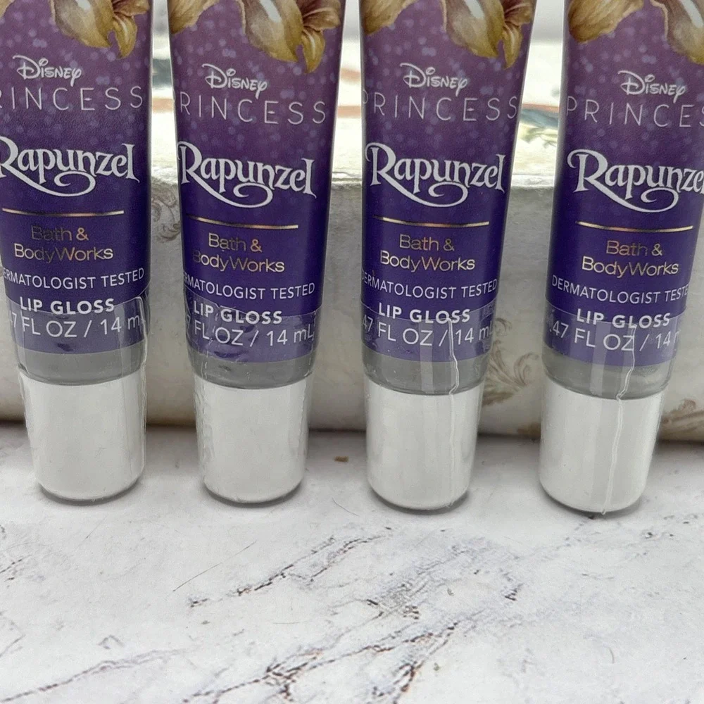 Bath & Body Works Disney Princess Rapunzel Lip Gloss 4 Pc Lot 0.47 oz Sealed